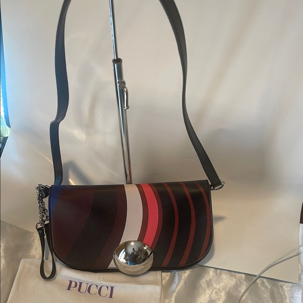Emilio Pucci Multicolor Shoulder Bag with Black Suede Interior Pristine - Picture 8 of 8